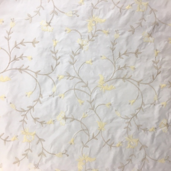 Ivory with Yellow flowers Embroidered Silk